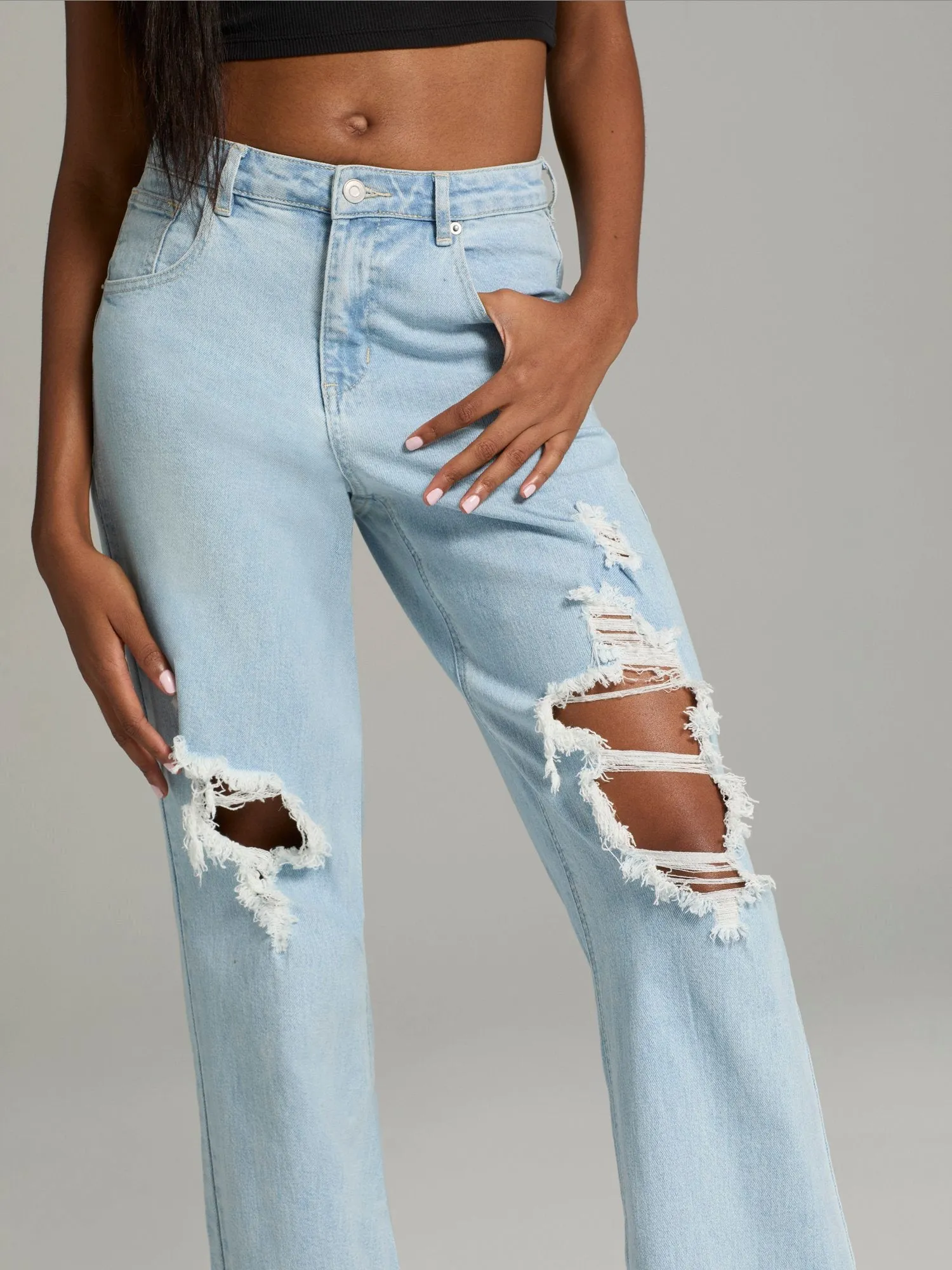 Sheeka Distressed Wide-Leg Jeans