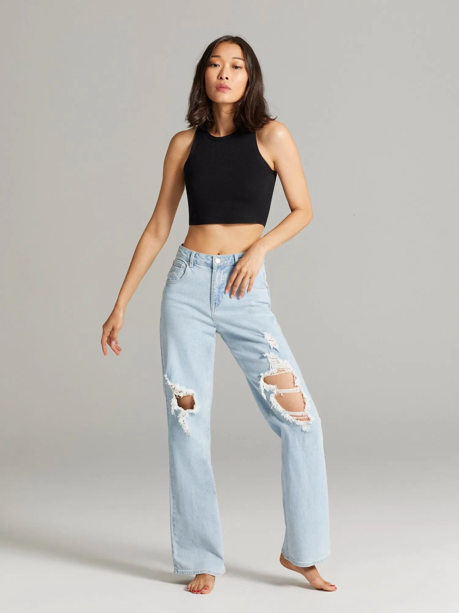 Sheeka Distressed Wide-Leg Jeans