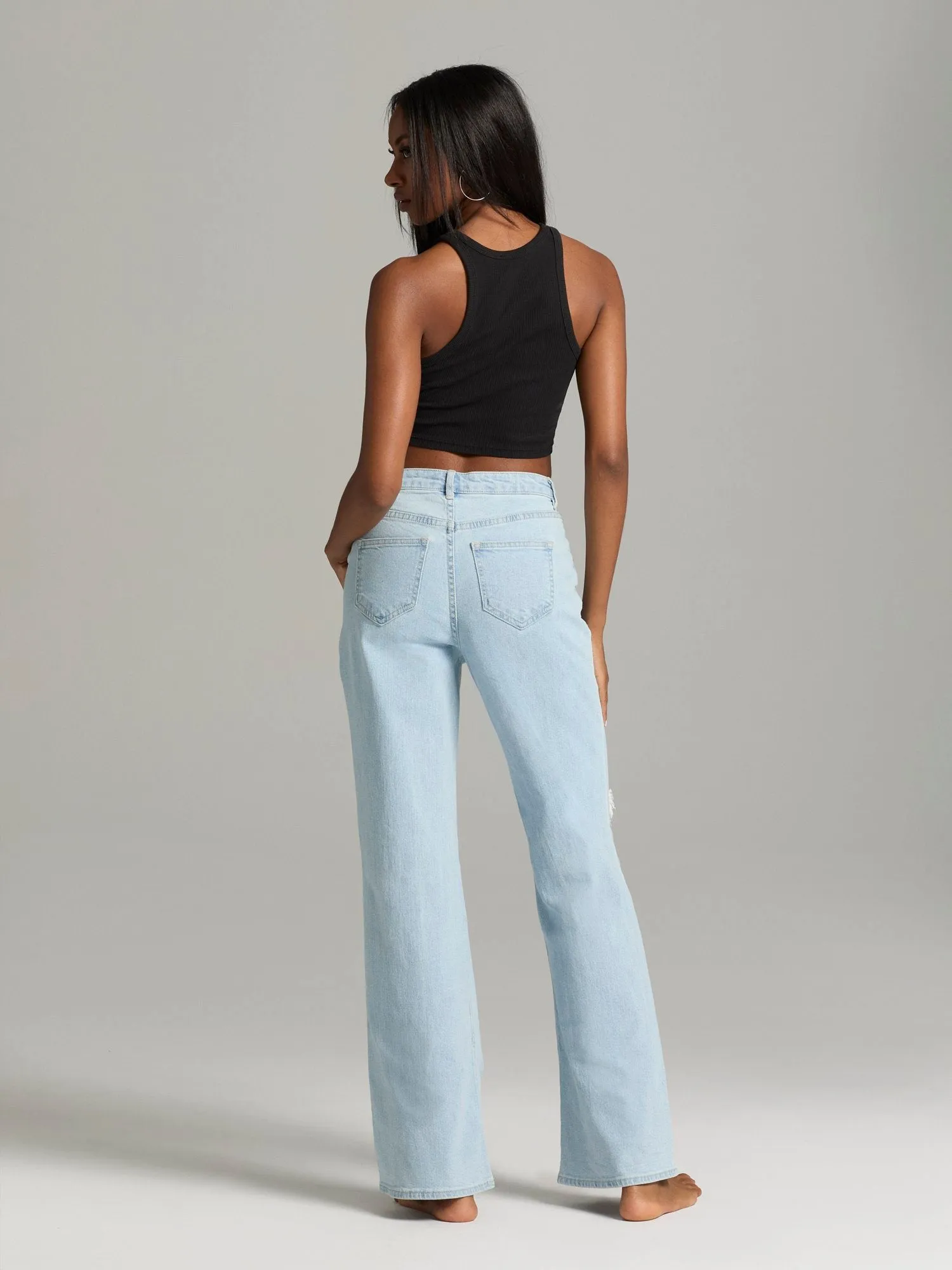 Sheeka Distressed Wide-Leg Jeans