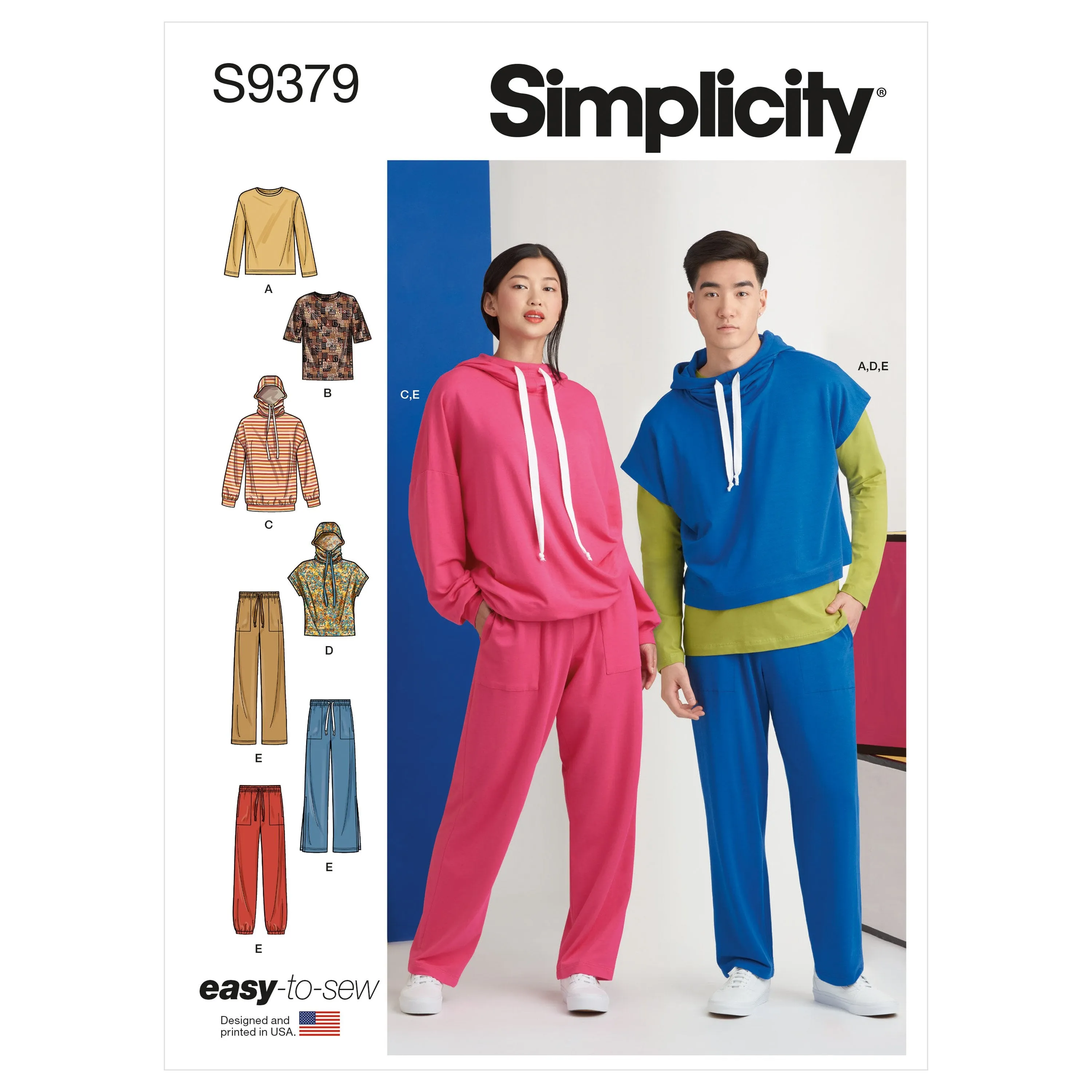 Simplicity Sewing Pattern 9379 Unisex Oversized Knit Hoodies