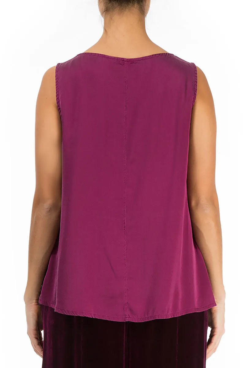 Sleeveless Magenta Silk Top