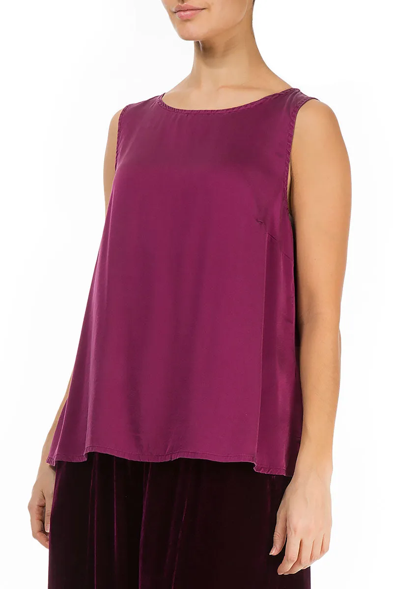 Sleeveless Magenta Silk Top