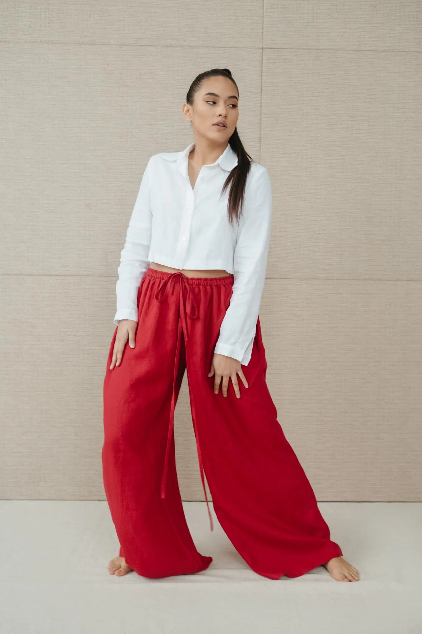 Sofa Killer red linen trousers Doha