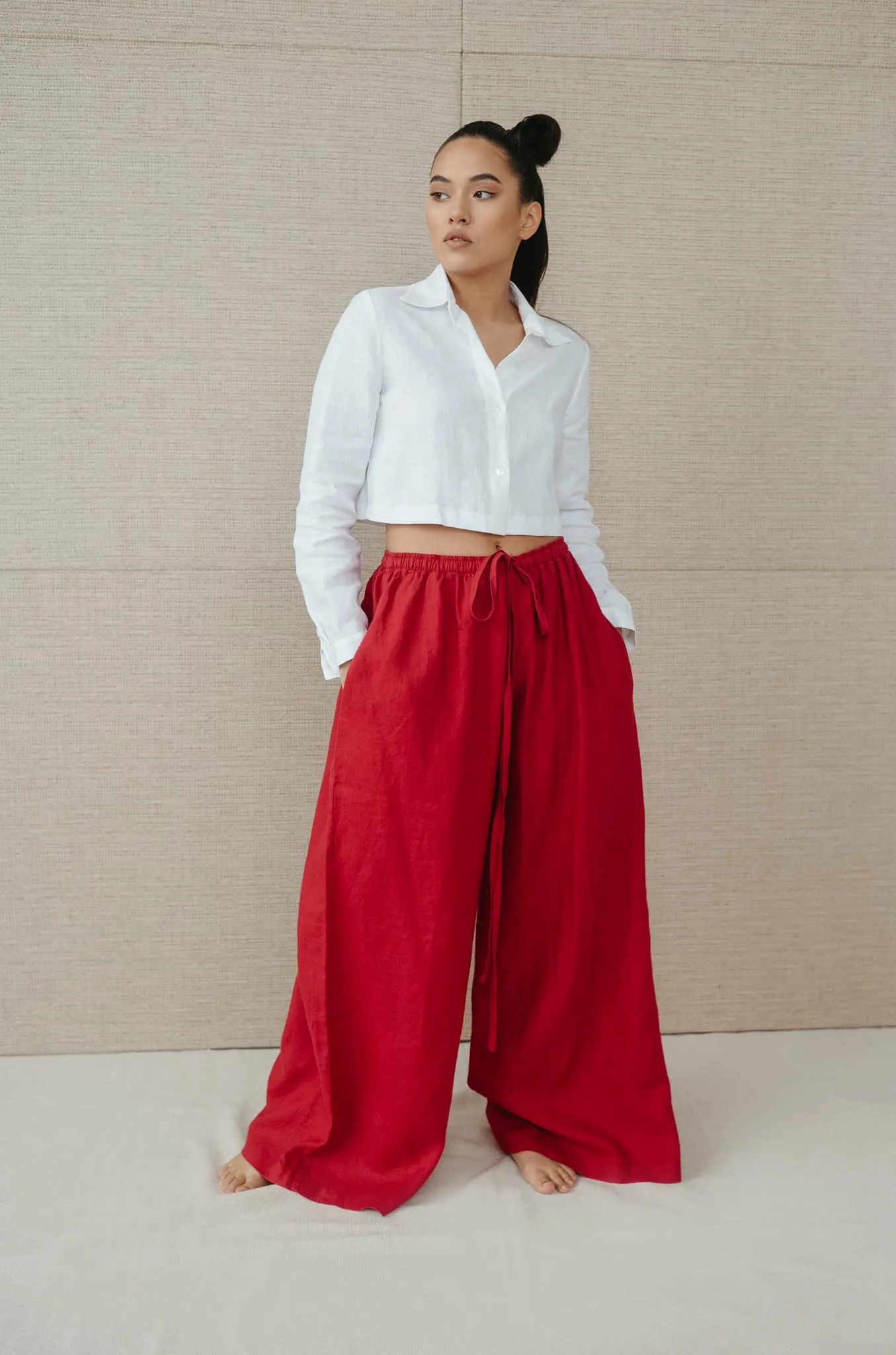 Sofa Killer red linen trousers Doha