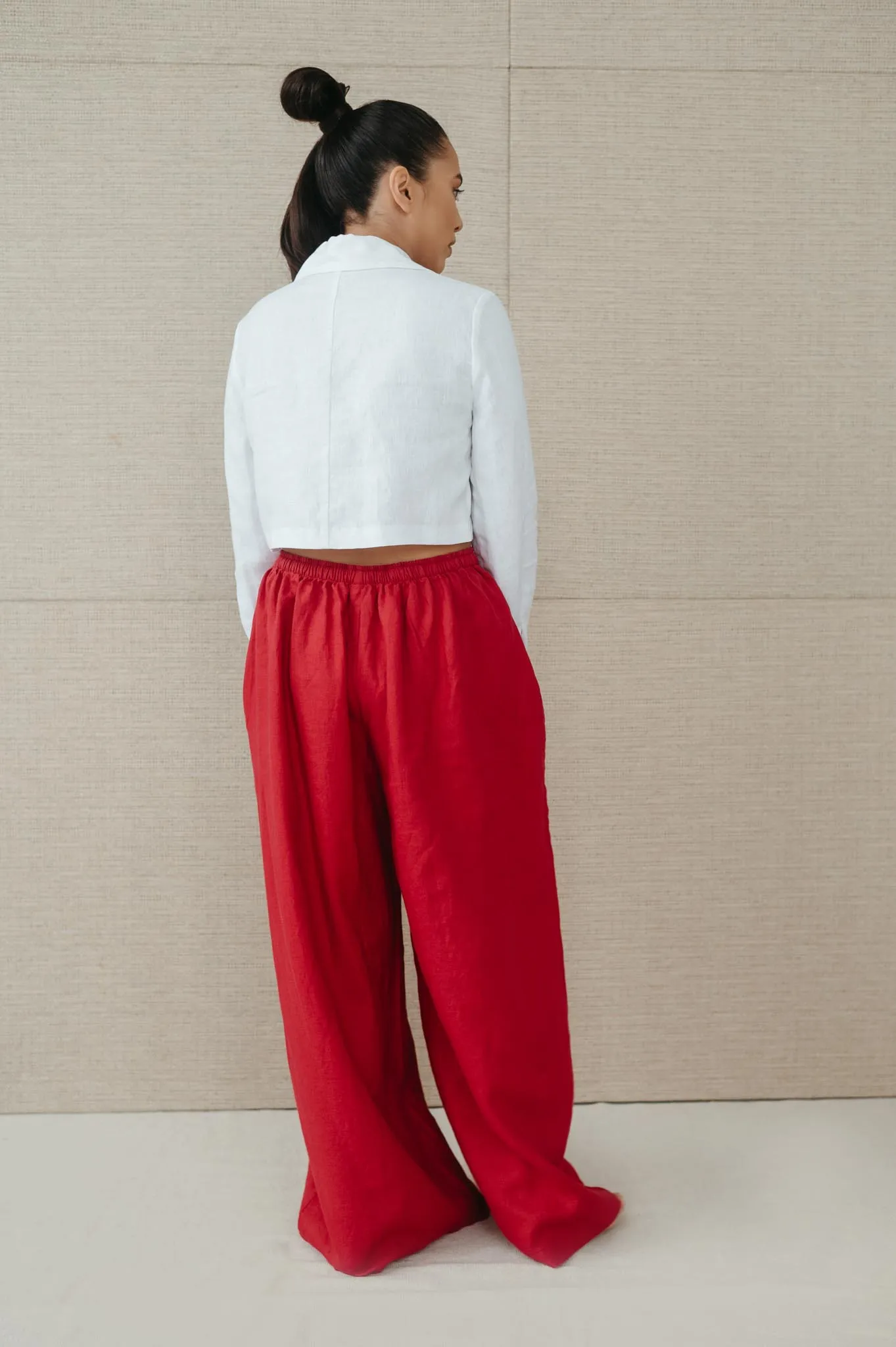 Sofa Killer red linen trousers Doha