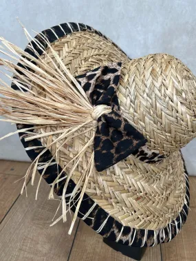 Straw Leopard Print Hat