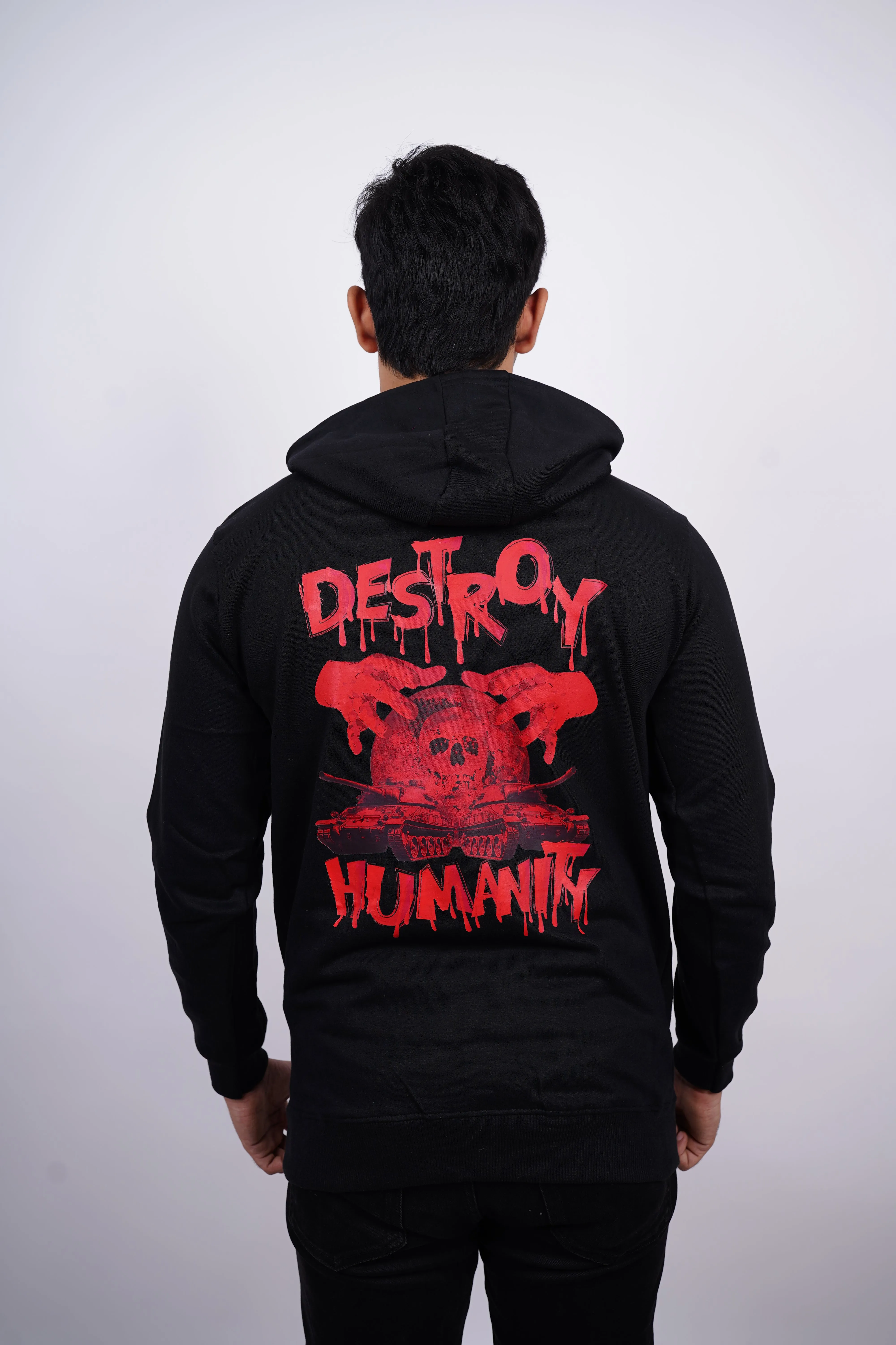 We At War Relaxed fit Black Hoodie for Men By DemonWear