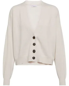 White Cashmere Button Front Cardigan