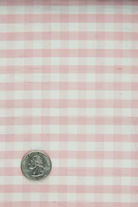 White Pink Gingham Shantung 300 Fabric