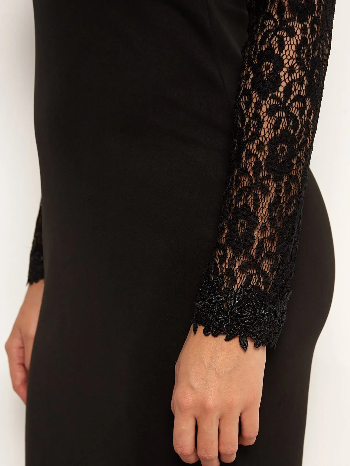 Wholesale Black Deep V Neck Long Sleeve Lace Dresses