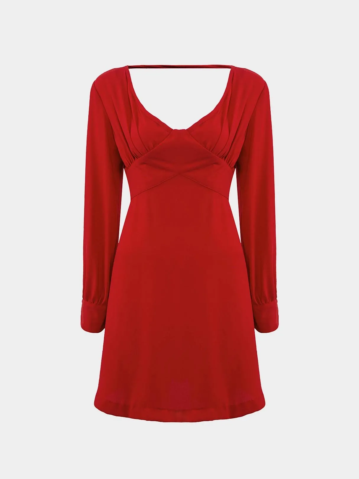 Wholesale Burgundy V-Neck Long Sleeve Crossed Front Dresses